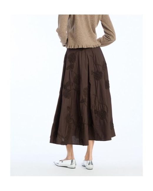 ROTATE BIRGER CHRISTENSEN Brown Flower Midi Skirt