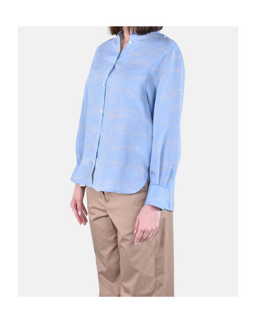 Woolrich Blue Long-Sleeved Fluid Shirt