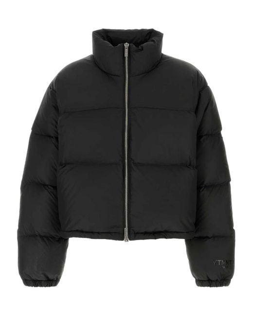 VTMNTS Black Padded High-Neck Jacket for men