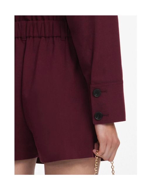 Self-Portrait Purple Tie-Neck Elasticated-Waist Mini Playsuit