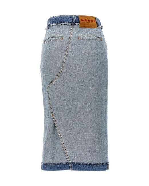 Marni Blue Denim Midi Skirt
