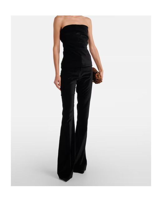 TOVE Black Roux Cotton-Blend Velvet Flared Pants