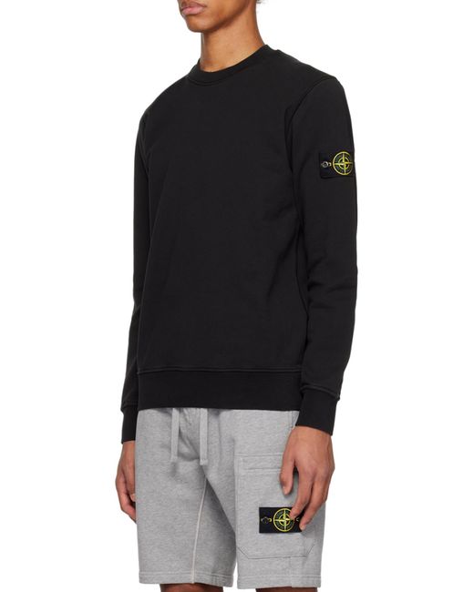 Stone Island Black Logo Patch Crewneck Sweatshirt for men