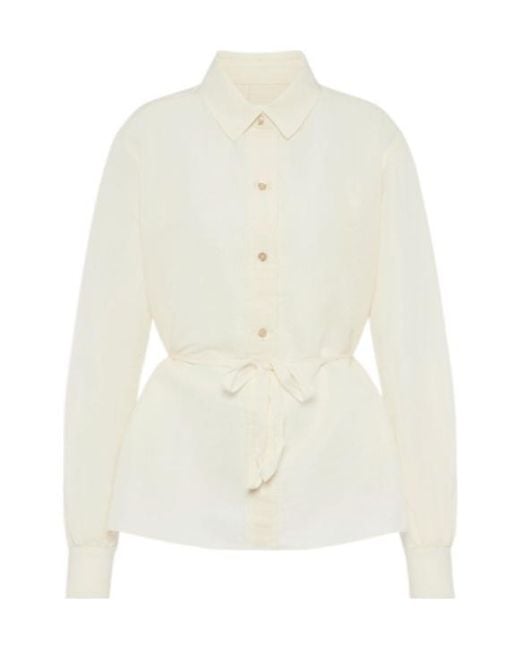 Maison Margiela White Tie-Waist Silk Cotton Shirt