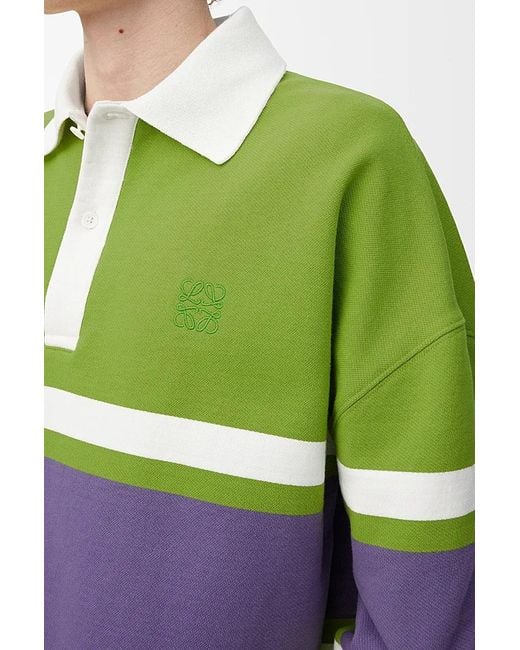 Loewe Green Cotton Long-Sleeved Polo Shirt for men