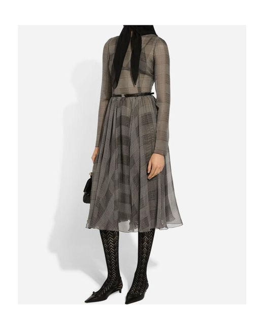 Dolce & Gabbana Gray Check Pattern Dress