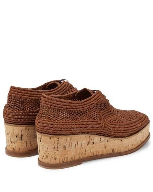 Gabriela Hearst Brown X Clergerie Harold Woven Raffia Platform Derby Shoes
