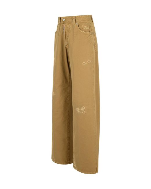 DSquared² Natural Distressed Straight-Leg Trousers