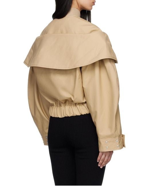 Ganni Natural Layered Cotton Bomber Jacket