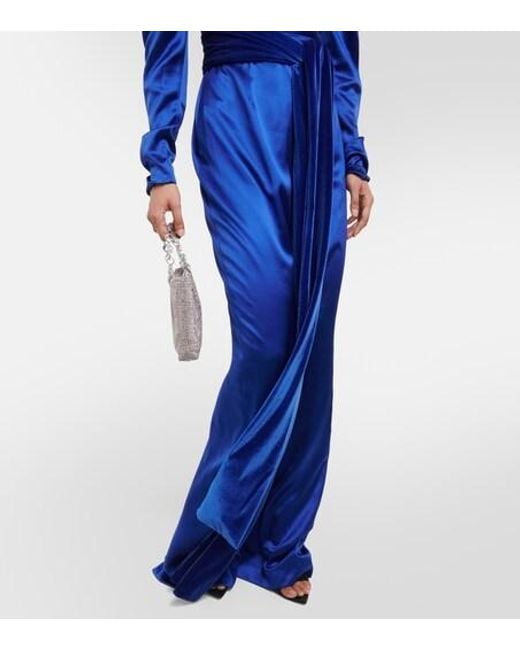 Monique Lhuillier Blue Silk Satin Gown