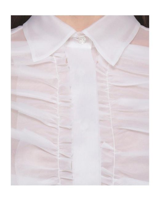 P.A.R.O.S.H. White P.A.R.O..H. Shake Ruffled Front Shirt