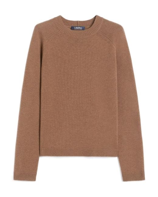 Max Mara Brown Wool And Cashmere Crewneck Sweater