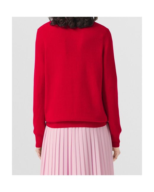 Burberry Red Stripe-Neckline Cashmere Jumper