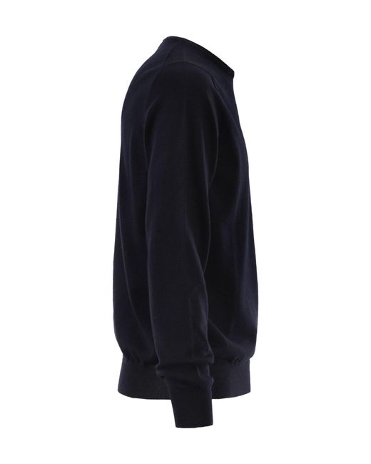 Kiton Blue Ribbed Hem Crew Neck Knitted Sweater for men