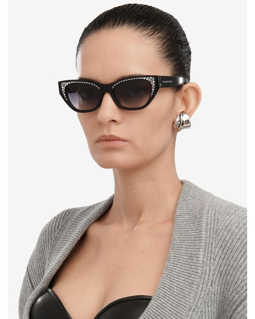 McQueen White Eyewear Cat-Eye Sunglasses