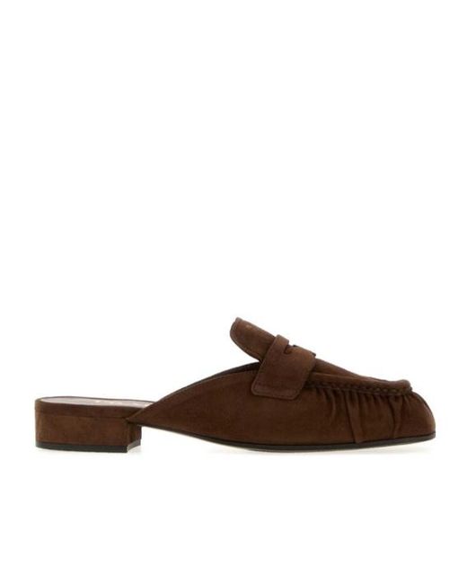 Prada Brown Ruched Penny Loafers