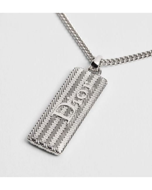 Dior Metallic Homme Guilloché Plate Pendant Necklace for men