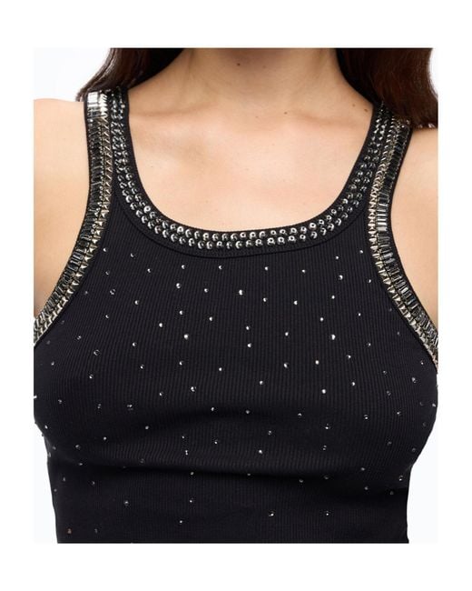 Pinko Black Top With Bejewelled Embellishment