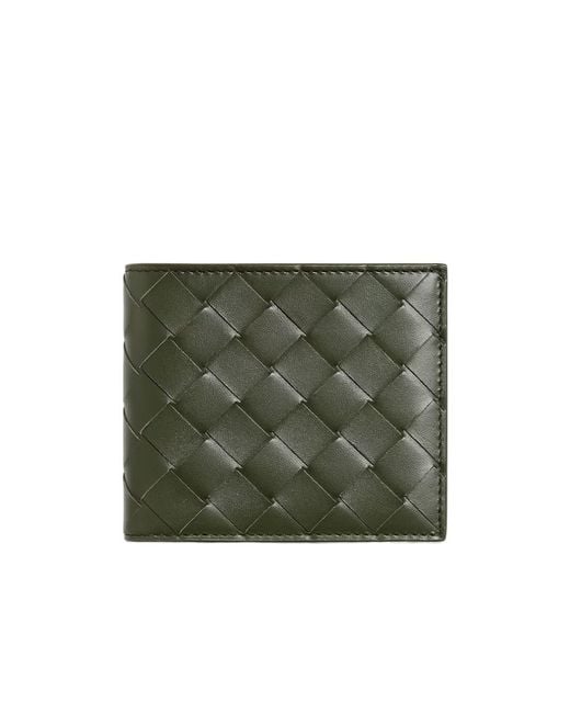 Bottega Veneta Green Intrecciato Bi-Fold Wallet for men