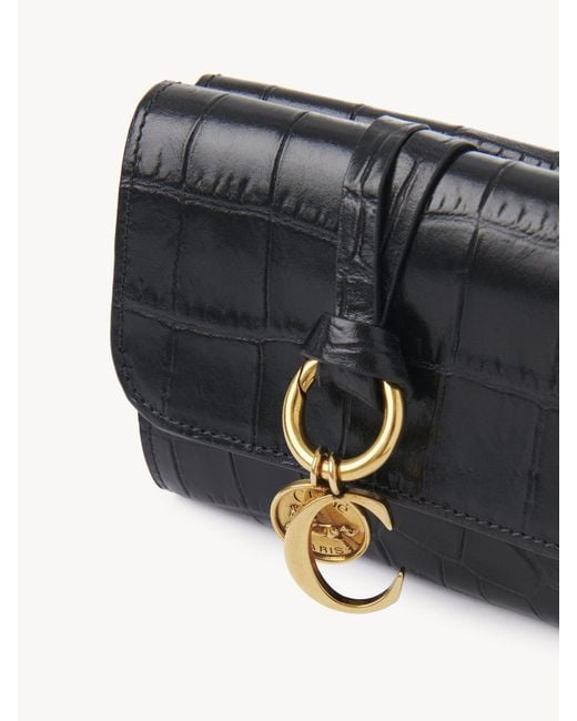 Chloé Black Chloé Alphabet Tri-Fold Small Wallet