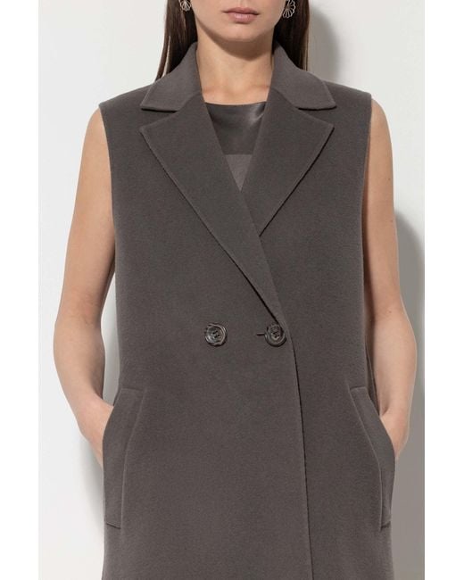 Luisa Cerano Brown Doubleface Long Wool Vest