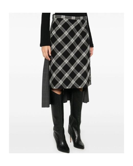 Balenciaga Gray Panelled Pleated Skirt