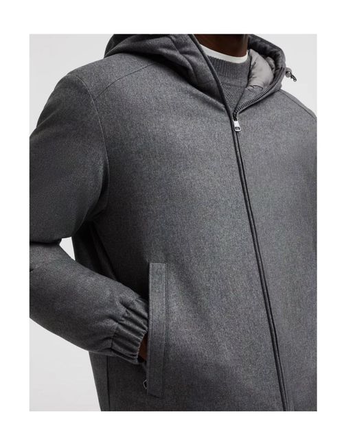 Moncler Gray Zip-Up Hooded Jacket for men