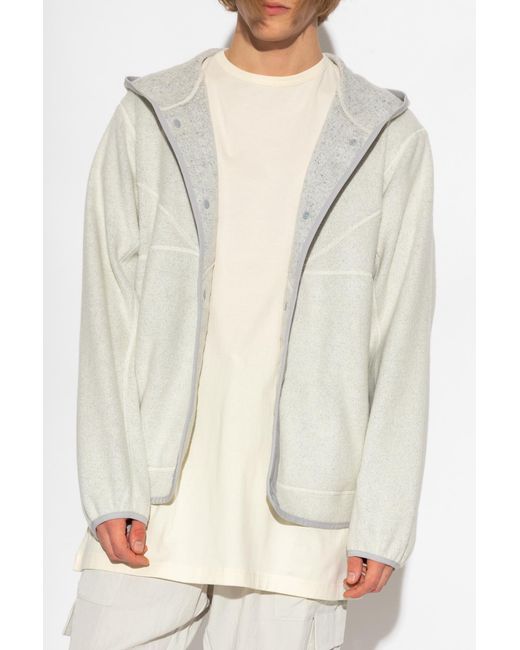 Y-3 White Fleece Hooded Jacket for men