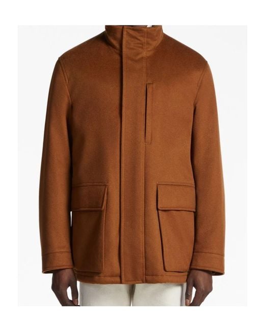 Zegna Brown Long-Sleeved Casual Jacket for men