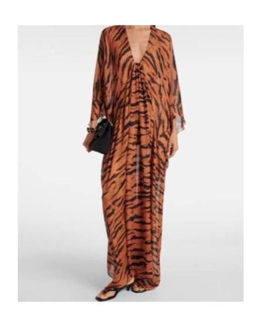 Adriana Degreas Brown X Sabine Getty Printed Silk Kaftan