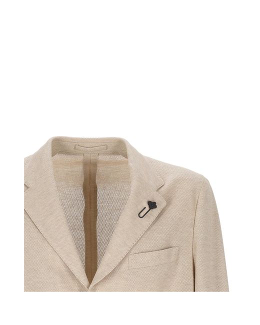 Lardini Natural Textured Single-Breasted Blazer for men