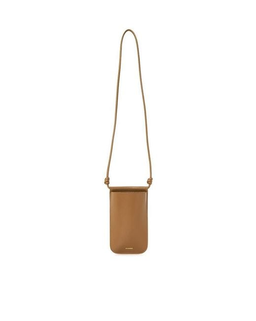 Jil Sander Brown Single Shoulder Phone Bag