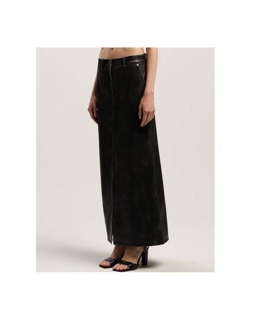 Palm Angels Black Curved Logo Coated Long Skirt