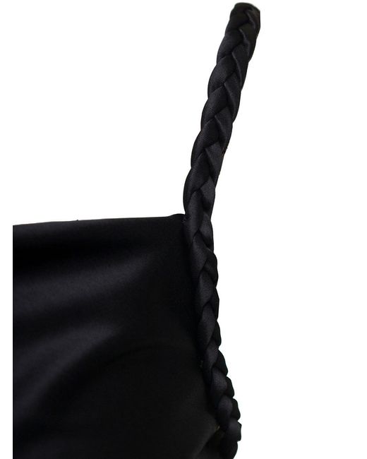 Nanushka Black Merva Square Neck Satin Mini Dress