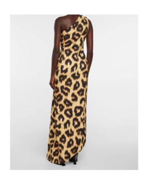 The Attico Black Leopard-Print Cutout Maxi Dress