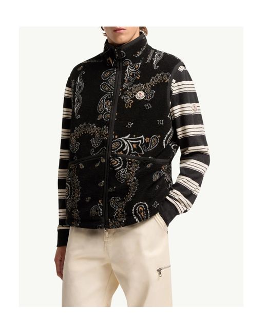 Moncler Black Reversible Paisley Print Padded Teddy Vest for men