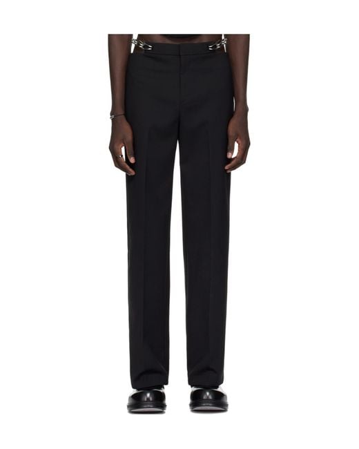 Dion Lee Black Chain-Link Wool-Blend Tailored Trousers