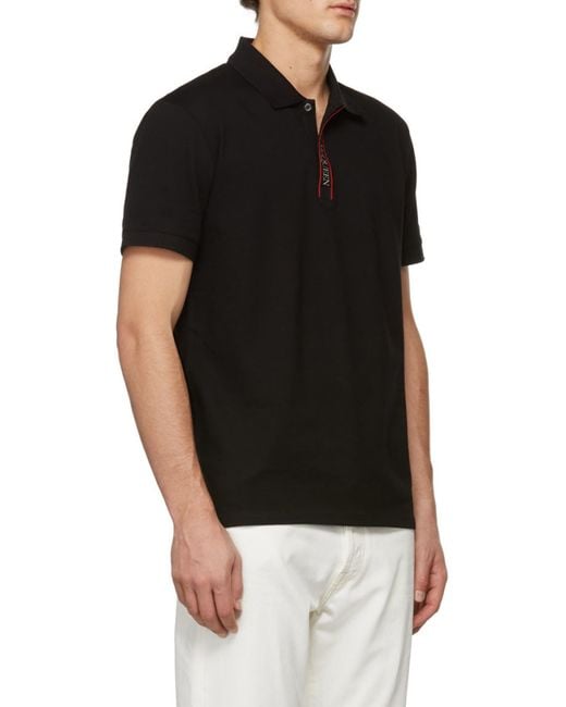 McQueen Black Logo Tape Polo Shirt for men