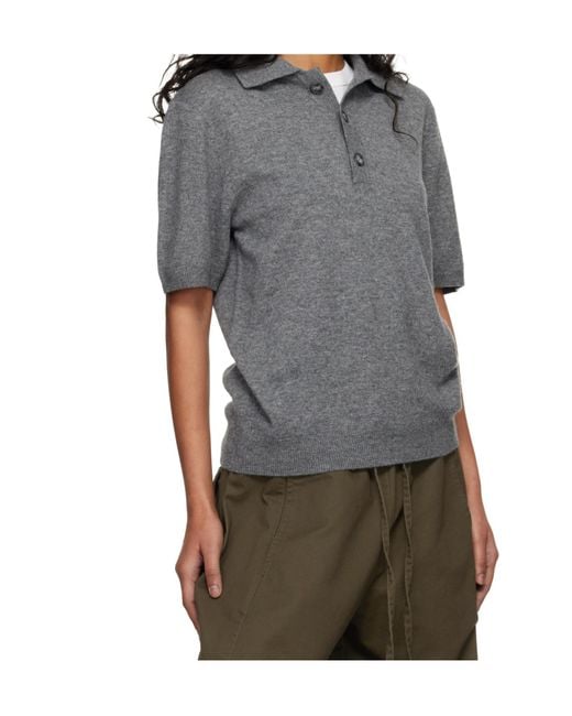 Entire studios Gray Short-Sleeved Polo Sweater for men