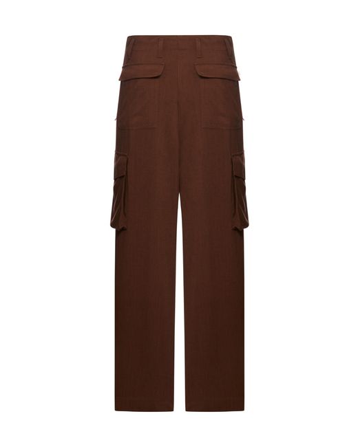 Dries Van Noten Brown Zipped Straight Leg Trousers