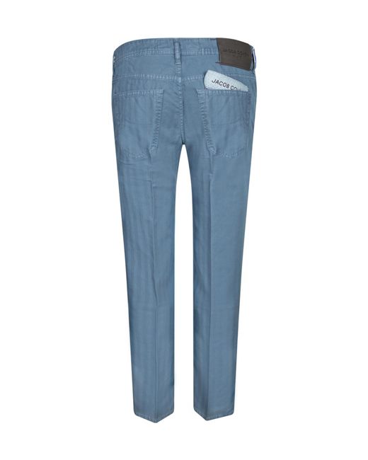 Jacob Cohen Blue Carrot Scott Chambray Straight Leg Trousers for men