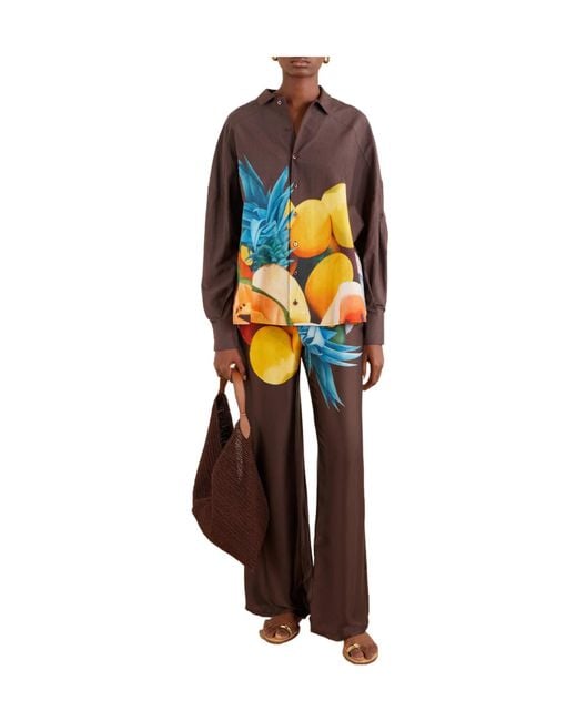 Donde Esteban Multicolor Printed Silk Shirt