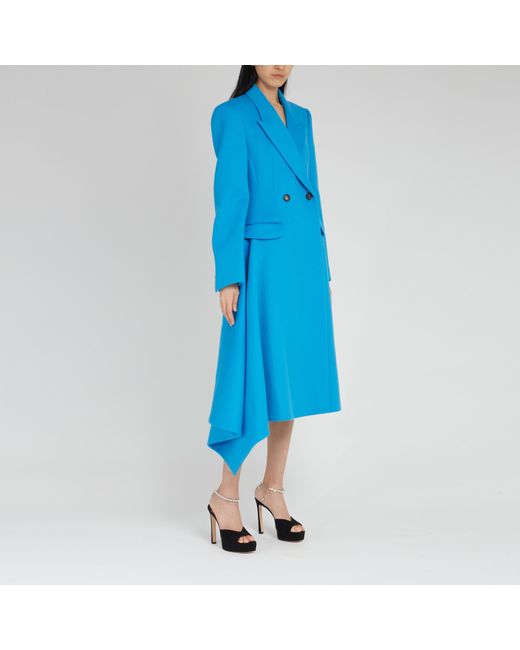 Alexander McQueen Blue Long-Sleeved Lapel Coat
