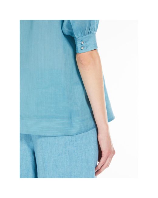Max Mara Blue Studio Orvieto V-Neck Short-Sleeved Top