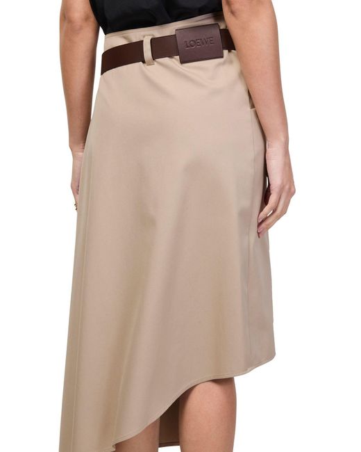 Loewe Natural Cotton And Silk Belted Skirt