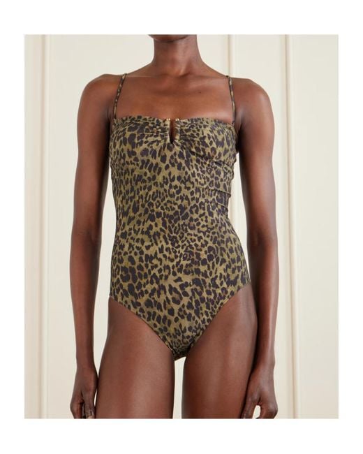 Nili Lotan Brown Embellished Leopard-Print Swimsuit