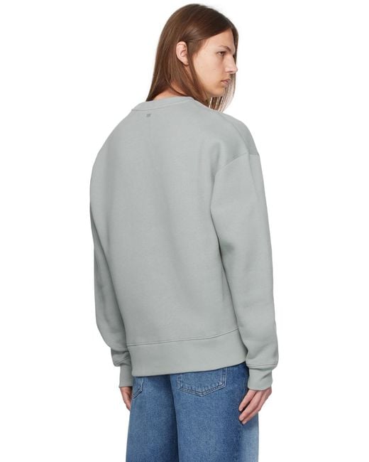 AMI Gray Ami De Coeur Long-Sleeved Crewneck Sweatshirt for men