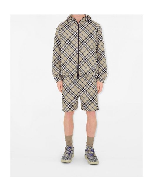 Burberry Blue Box Checked Lace-Up Sneakers for men