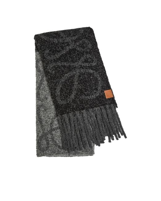 Loewe Black Anagram Fringed Alpaca-Blend Scarf for men