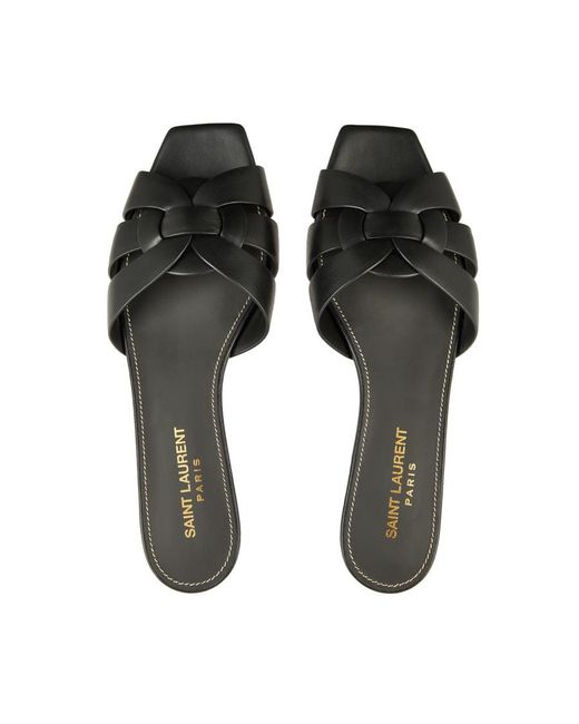 Saint Laurent Black Logo Slippers